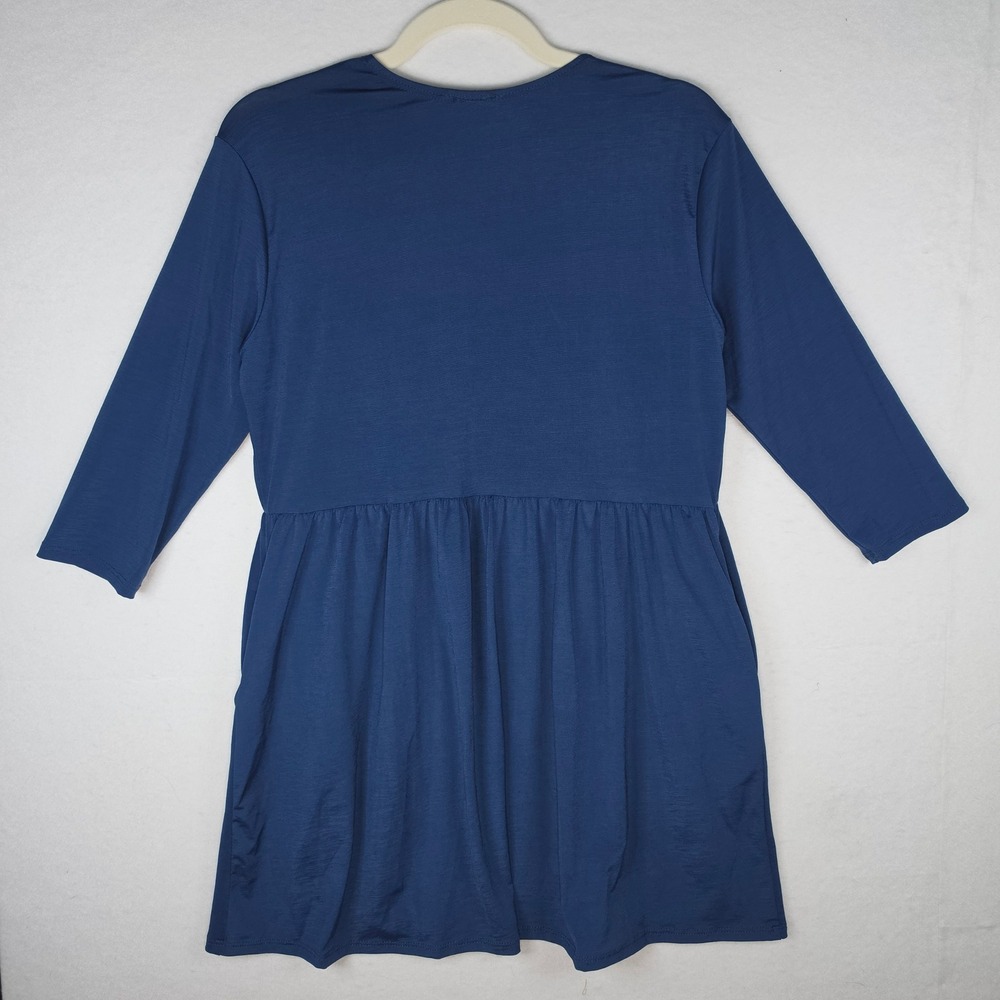 Heimish USA Navy Blue Open Front Babydoll Peplum Cardigan Pockets Small - Picture 2 of 4